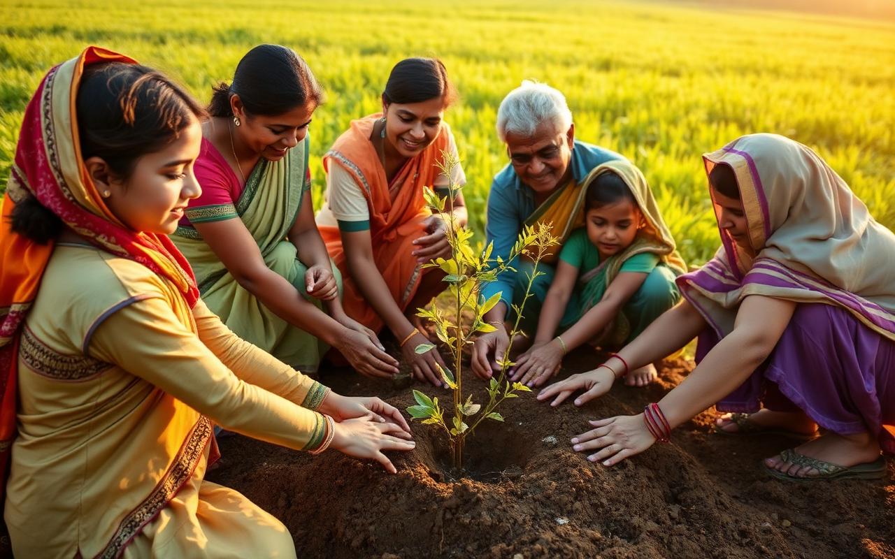 वृक्षारोपण अभियान — Community tree plantation drive by PSM volunteers in Uttar Pradesh, India